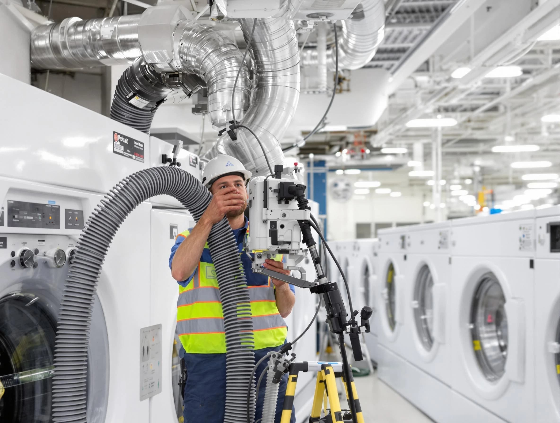 West View Dryer Vent Cleaning team performing commercial-grade dryer vent cleaning at a business facility in West View