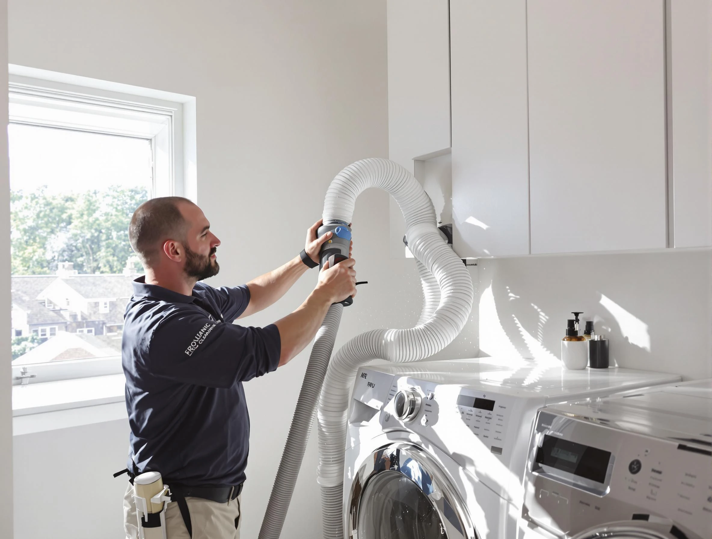Certified West View Dryer Vent Cleaning technician performing dryer vent cleaning in West View